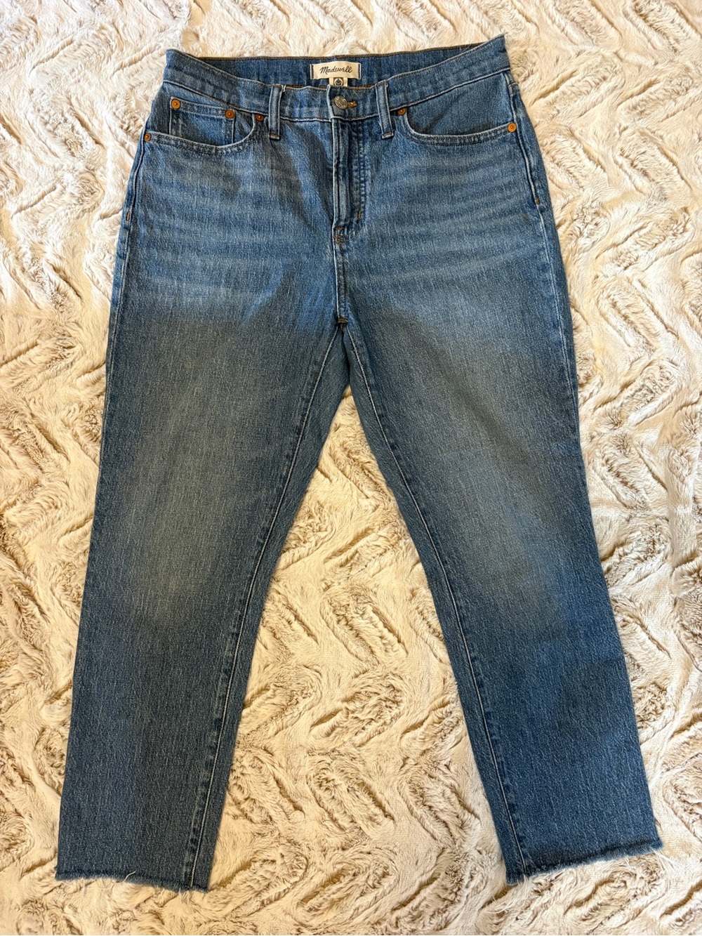 Madewell Medium Blue High-Rise Straight Jeans